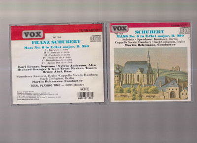 Schubert: Mass No.6 In E-Flat Major, D.950 CD W/Case Nice! #0126CK