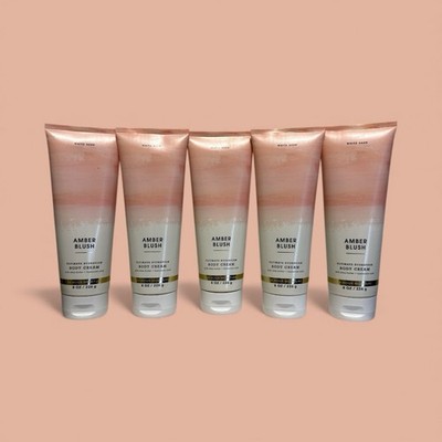 5 New AMBER BLUSH WHITE BARN BATH & BODY WORKS BODY CREAM LOTION