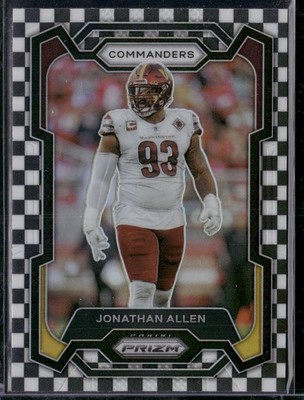 2023 Panini Prizm Jonathan Allen Black/White Checker Prizm #298 Commanders