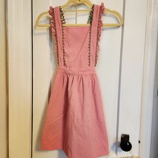 Mini Boden 9/10Y Pink Corduroy Pinafore Overall Dress