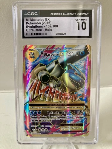 2016 Pokemon XY Evolutions M Blastoise EX Ultra Rare CGC 10 Gem Mint #102/108