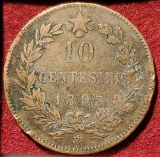 10 Centesimi M&uuml;nze Italien / Italy 1893 -K&ouml;nig Umberto I.