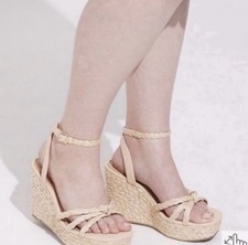 Torrid Strappy Raffia Platform Wedges Size 11.5WW Extra Wide Espadrille Heel