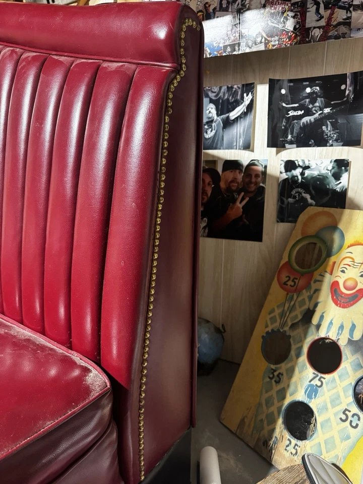 BANCO DE SUJECIÓN VINTAGE AÑOS 60 ROJO BARRA CABINA ITALIANA Foto 3 de 4