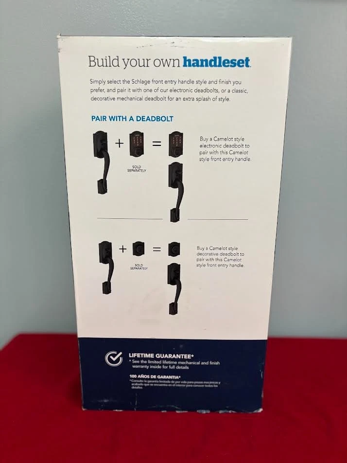 Nueva manija de puerta de entrada Schlage Camelot con perilla de puerta georgiana FE285 CAM 716 GEO Foto 3 de 4