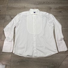 Proper Cloth White Tuxedo Shirt 17 35 Pleated Front French Cuffs Mens Dress Gala