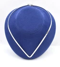 Vintage V NECK 925 Sterling Silver 19" Choker Collar Neck Ring Necklace 20 Grams