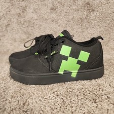 Heelys Pro 20 Minecraft Creeper Sneakers Black/Green Youth Size 2 Only 1 Wheel 