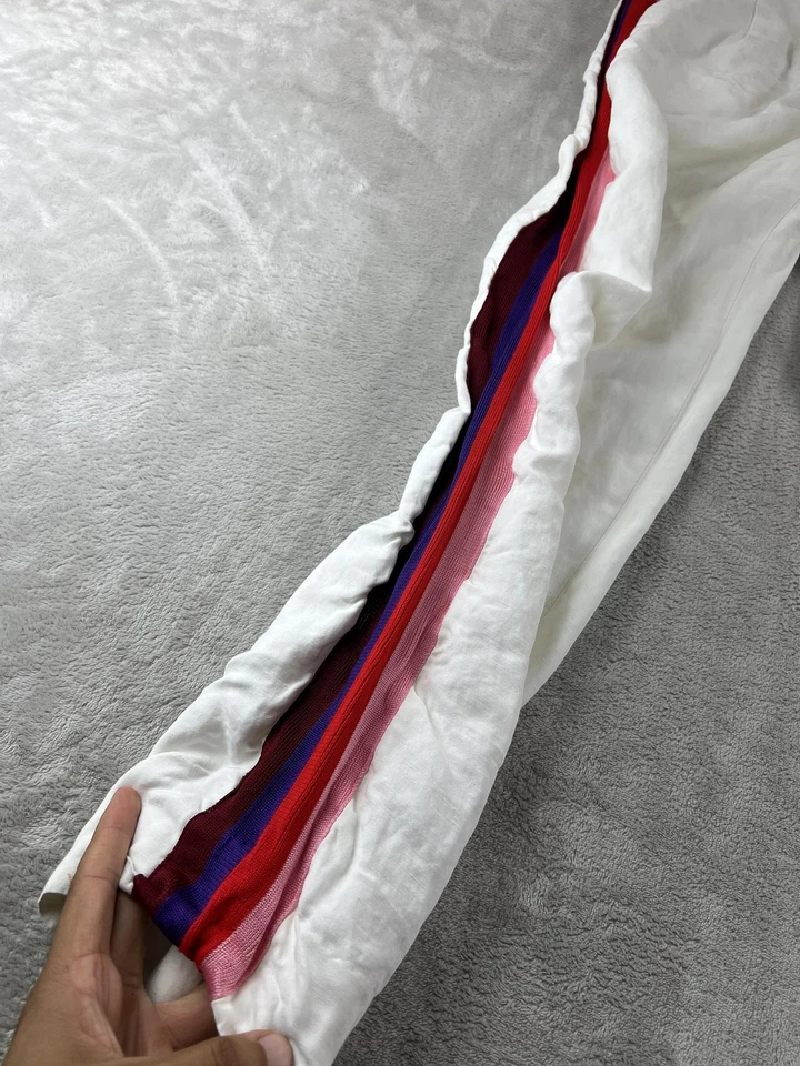 Pantalones Sandro Para Mujer 24W Blanco Rojo Rayas Laterales Mezcla LINO Pantalones de tiro alto Foto 2 de 4