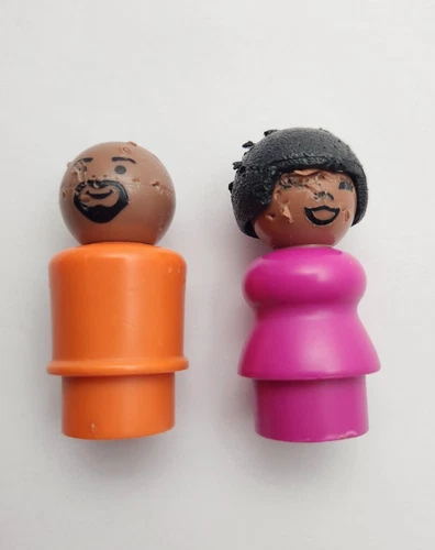 Vintage Fisher-Price Little People 2" Susan and Gordon Sesame Street Set # 938