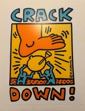 CRACK DOWN 1986 ROCK CONCERT BENEFIT POSTER BY KEITH HARING