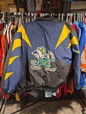 Vtg 90s Apex One Notre Dame Fighting Irish Shark Tooth Coat Jacket XL (No Hood)