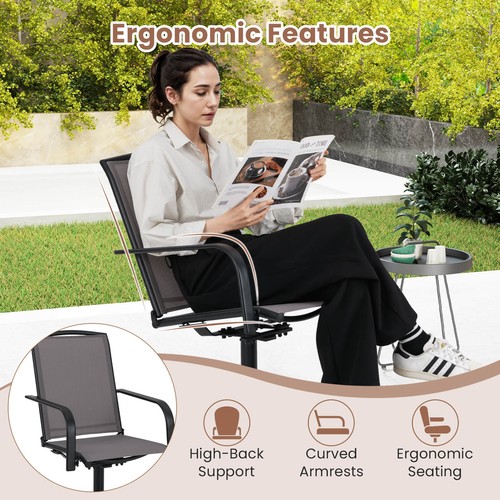 Patio Swivel Chairs Set of 4 w/ High Back & Round Metal Base for Backyard - Picture 8 of 9