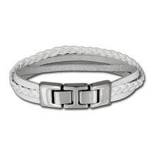 SilberDream Lederarmband Kordel weiß Edelstahl Leder Armband LAP003W