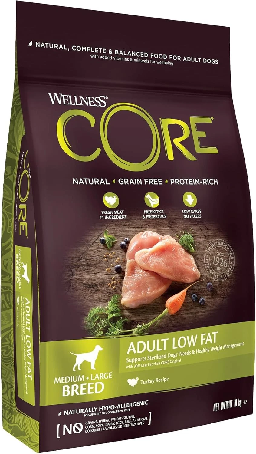 Wellness CORE Low Fat 10 kg, Turkey – Dry Dog Food for Medium to Large Breeds, G