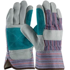 Protective Industrial Select Grade Double Palm Split Leather Work Gloves Large