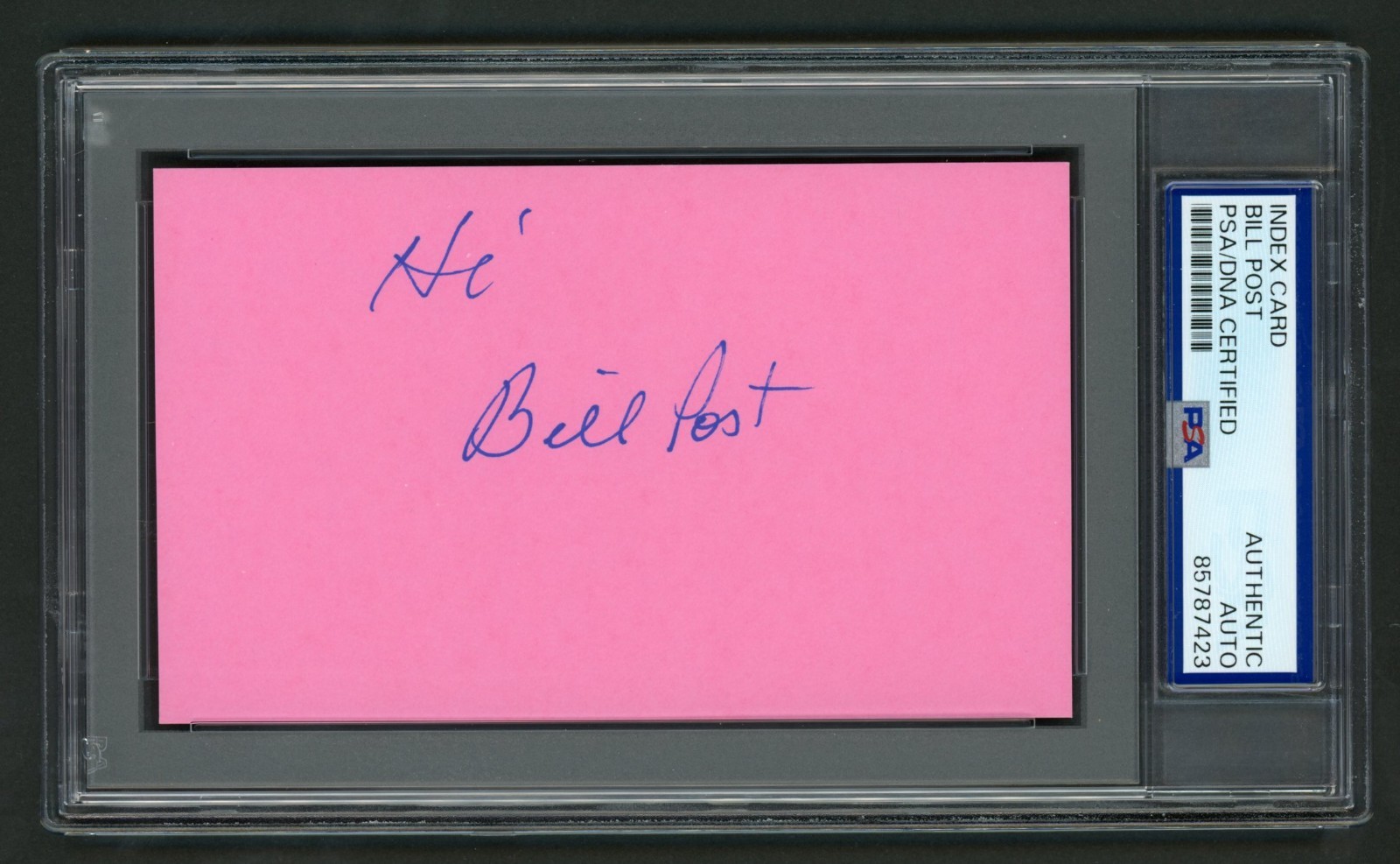 Bill Post Signed Index Card (PSA) Inventor of Kellogg's Pop Tarts