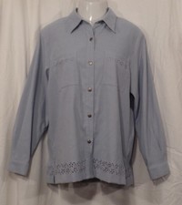 ALFRED DUNNER Size 14 Womens Blazer Pale Blue Button Down