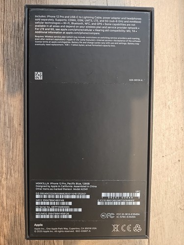 Original Box for Apple iPhone 12 PRO with SIM Ejector & Manuals - Pacific Blue - Photo 2 sur 7