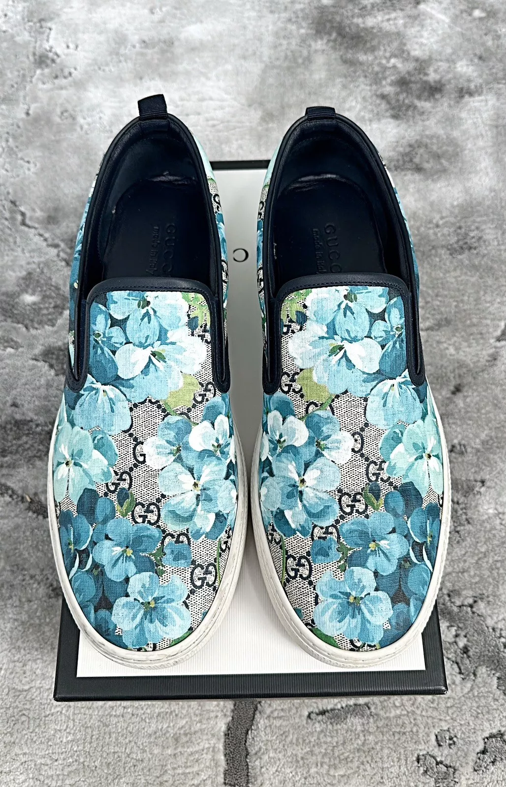 Baskets en cuir homme authentique Gucci Bloom vert fleur toile US12,5 EU46 UK12