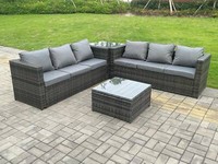 Fimous 6 Seater Wicker Outdoor Rattan Garden Furniture Sets Coffee Table 2 Color