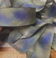 silk ribbon 1" on the bias hand dyed 1yd made in USA violet moss