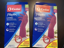 O-Cedar Playtex Living Drip-Catch Cuff Gloves - 2 Pair Medium Pink Brand New