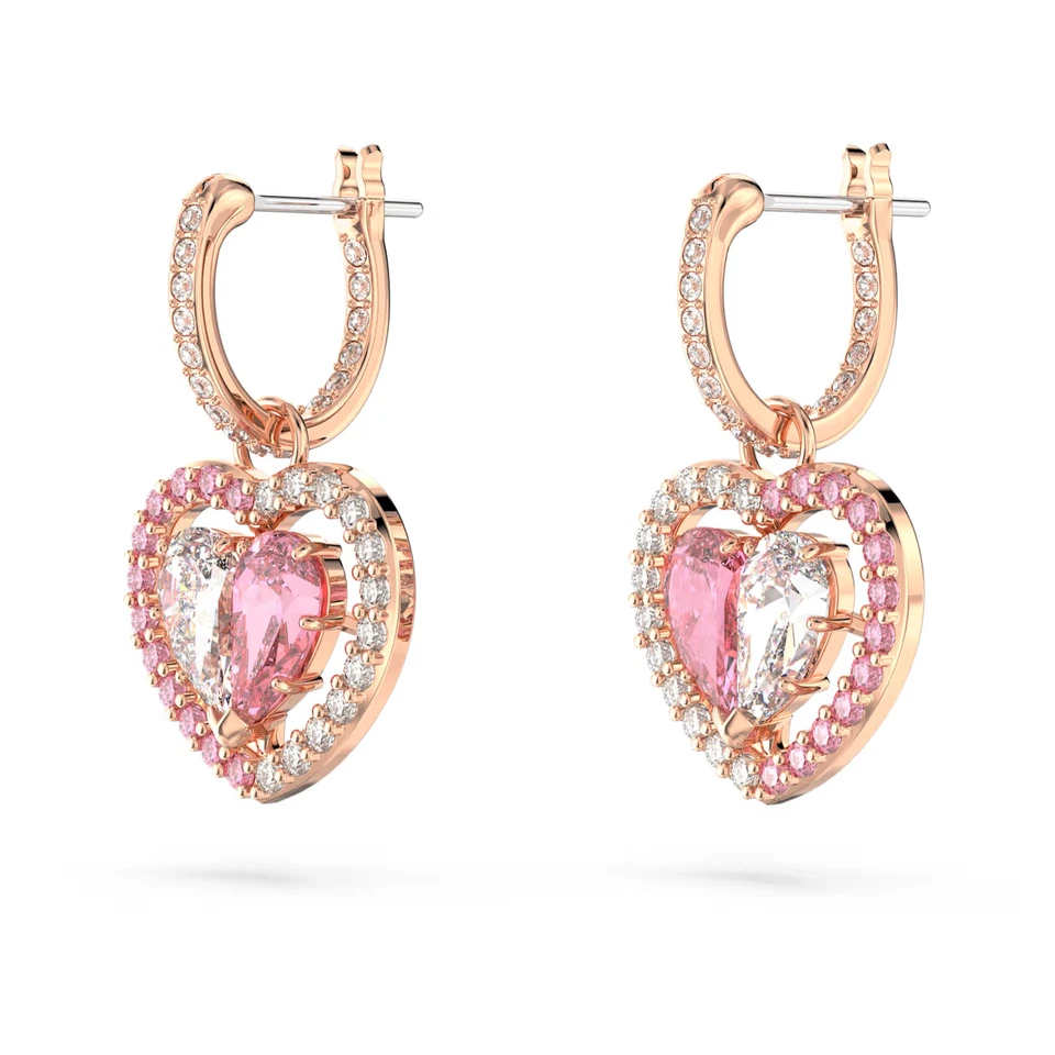 New Authentic Gema 520 drop earrings Heart, Pink, Rose gold-tone plated 5653010 - Image 3 of 4