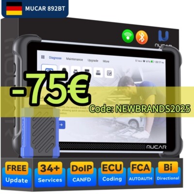MUCAR 892BT KFZ Diagnosegerät Scanner Alle Systeme 34 Reset Kostenlose Updates