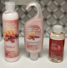 Avon Frosted Winterberry Hydrating Shower Gel~Lotion & Skin So Soft Oil~Set Of 3