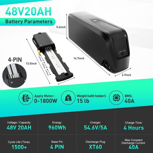 52V 48V 36V Lithium Battery for 200W-1800W Ebike Electric Bicycle 10AH/15AH/20AH - Picture 32 of 41