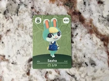 Sasha #433 Animal Crossing Amiibo Authentic Nintendo Mint Card From Series 5