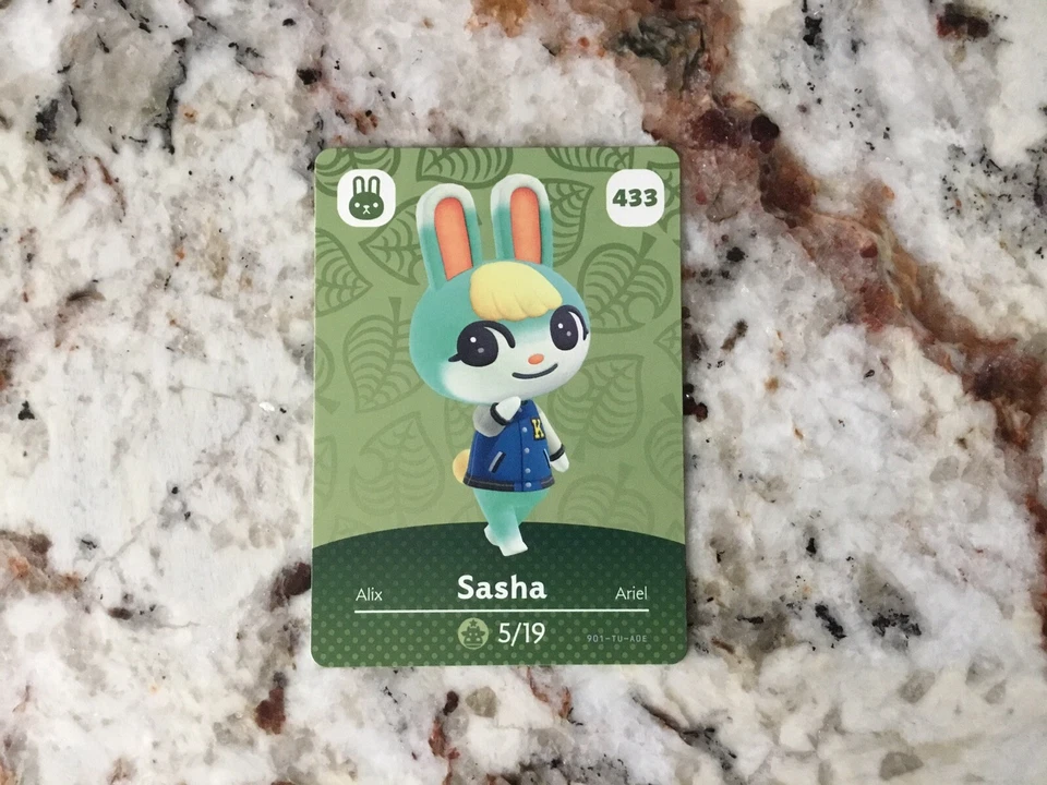 Sasha #433 Animal Crossing Amiibo Authentic Nintendo Mint Card From Series 5