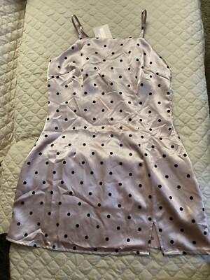 Missguided Petite Strappy Polka Dot Mini Pink size 10-NWT