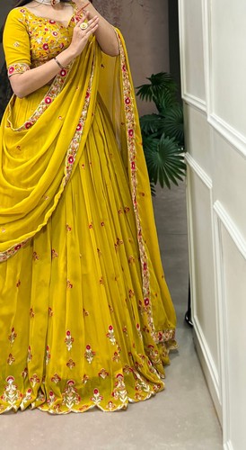 Wedding Look Georgette Lehenga Choli With Dupatta For Reception & Party Wear - Picture 8 of 11