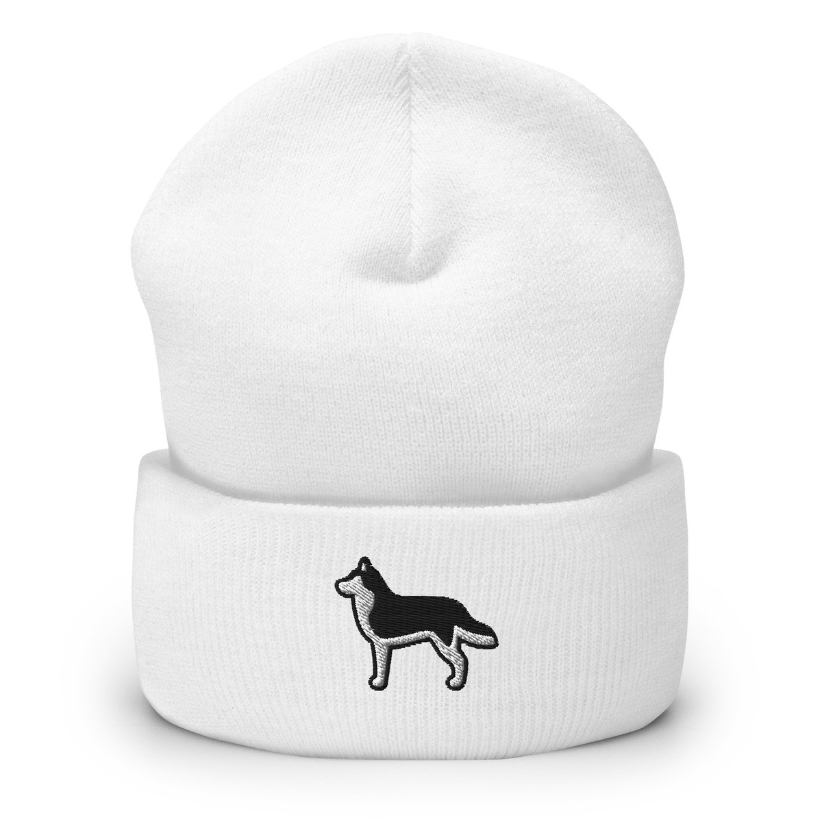 Siberian Husky Dog Embroidered Beanie Cuffed Dog Hat Winter Gift for Pet  Lover