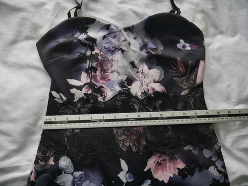 Lipsy Dress Floral Size 12 Lace Waist Wedding Guest Evening Party Stretchy - Picture 15 of 15