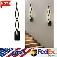 Modern Black+Clear LED Wall Light Lamp Dimmable Wavy Shape Wall Sconce Lighting