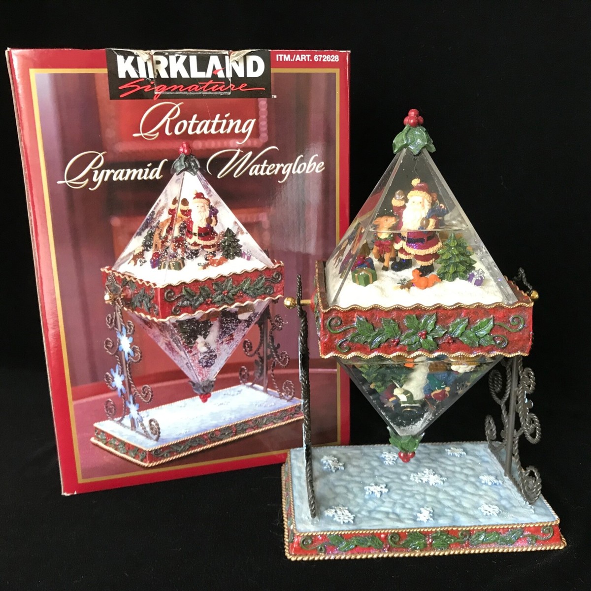 Kirkland Signature Rotating Pyramid Christmas Snow Globe Decor | eBay