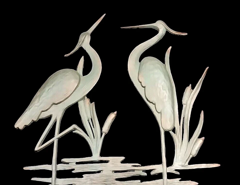 SPI Home - Placa de pared metálica doble garza - 26" - ¡¡Maravilloso estado como nuevo!!! Foto 3 de 4