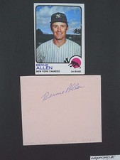 Bernie Allen, Autographed on a piece of paper, with Baseball card, 3rd base