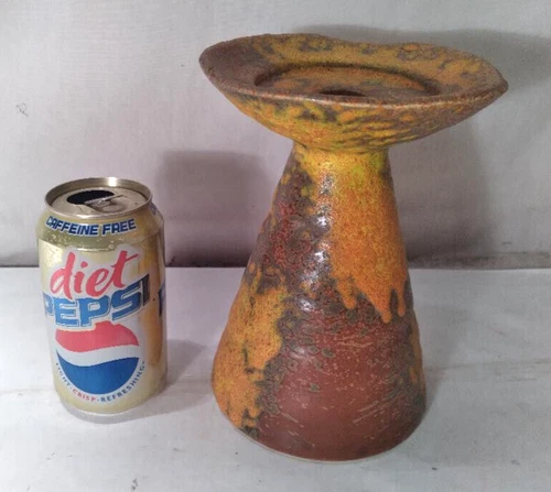 1970s Alrun Guest for Royal Haeger Sunset Orange Peel 7 1/2" Candle Stand