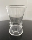 STEUBEN Crystal Art Glass MCM Pinched Thumbprint Flared Signet Signed Vase 6.25”