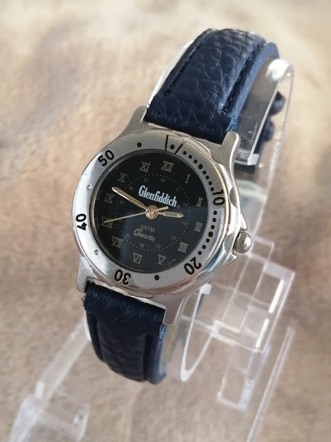 Montre Femme GLENFIDDICH Plongée Vintage Cuir Métal Quartz Cadran Blanc