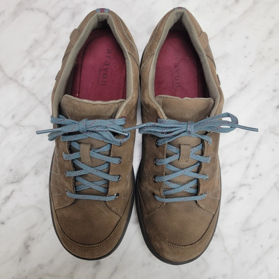 Aravon Zapatos Mujer Talla 9 (D) - Tenis Impermeables de Cuero Marrón para Caminar Foto 4 de 4