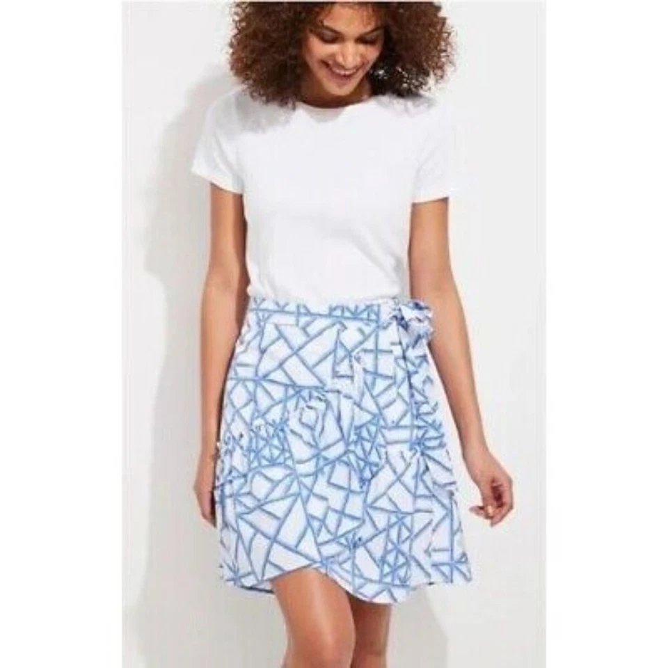 Falda envolvente de celosía azul/blanco bambú Vineyard Vines para mujer talla 2 Grand millenial Foto 3 de 4