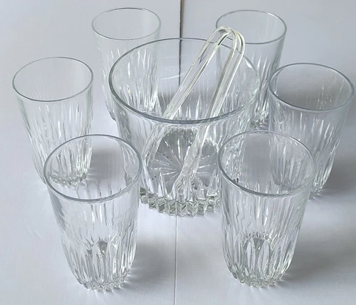 Princess House Highlights *6* #865 Crystal Tumblers and Matching #863 Ice Bucket