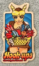 Vintage Hook-Ups Skateboard Sticker, Sweet Blonde Fireworks Panty Peek Girl