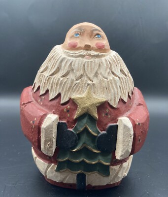 Derek Adams Hand Painted Wooden Rolly Polly Santa Country Primitive Christmas