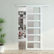 JUBEST White PVC Sliding Barn Door with Hardware Kit and Pull, Easy Assembly